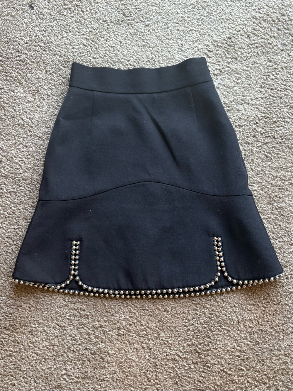 Alexander Wang Black A-Line Skirt with Metallic Stud Trim